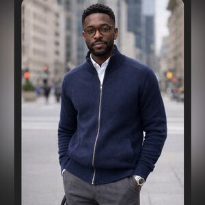 Eddie Bauer Cardigan Sweater Full Zip Front Long Sleeve Mock Collar XL Tall